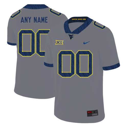 Mens West Virginia Mountaineers Customized Gray College Football Jersey